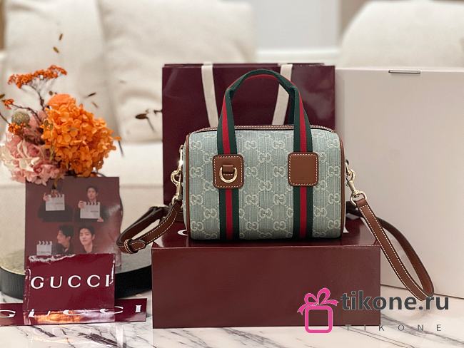 Gucci Mini GG Handbag Blue And White GG Denim - 20x13x13cm - 1