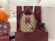 Gucci Mini GG Handbag Beige And Brown GG Fabric Rosso Ancora Red - 20x13x13cm - 3