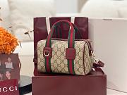Gucci Mini GG Handbag Beige And Brown GG Fabric Rosso Ancora Red - 20x13x13cm - 2