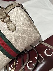 Gucci Ophidia Small Boston Bag In Beige And White GG Supreme - 21.5x14x11.5cm - 5