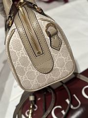 Gucci Ophidia Small Boston Bag In Beige And White GG Supreme - 21.5x14x11.5cm - 3