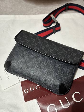 Gucci GG Supreme Belt Bag Black/ Grey - 24x16.5x6cm