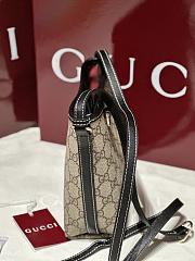 Gucci GG Emblem Nano Bucket Bag In Beige And Dark Brown Fabric Black - 15x18x8cm - 6