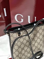 Gucci GG Emblem Nano Bucket Bag In Beige And Dark Brown Fabric Black - 15x18x8cm - 5