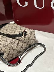 Gucci GG Emblem Nano Bucket Bag In Beige And Dark Brown Fabric Black - 15x18x8cm - 4
