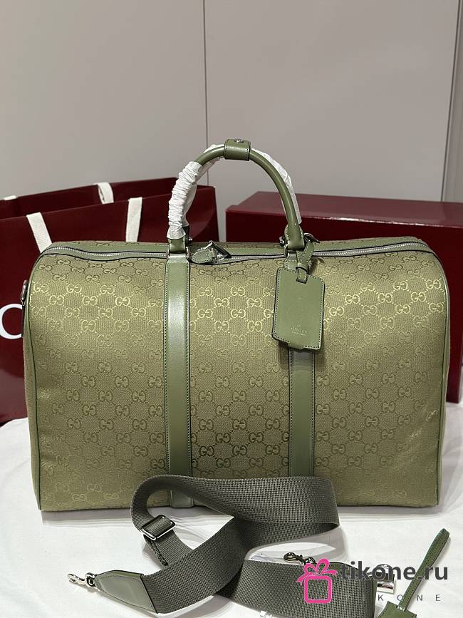 Gucci GG Canvas Large Duffle Bag In Forest Green GG Canvas - 52x32x28cm - 1