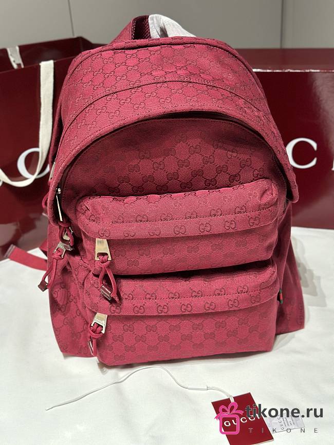 Gucci GG Canvas Medium Backpack Rosso Ancora Red Canvas - 40x36.5x23cm - 1