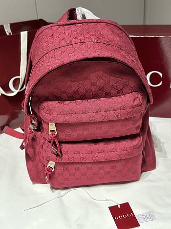 Gucci GG Canvas Medium Backpack Rosso Ancora Red Canvas - 40x36.5x23cm