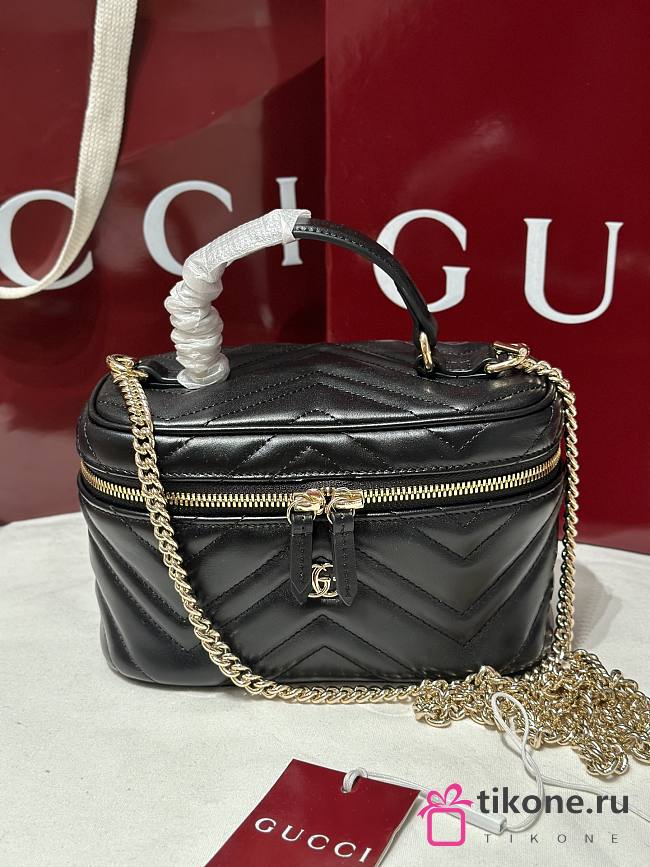 Gucci GG Marmont Mini Vanity Bag In Black Leather - 19×11.5x9cm - 1