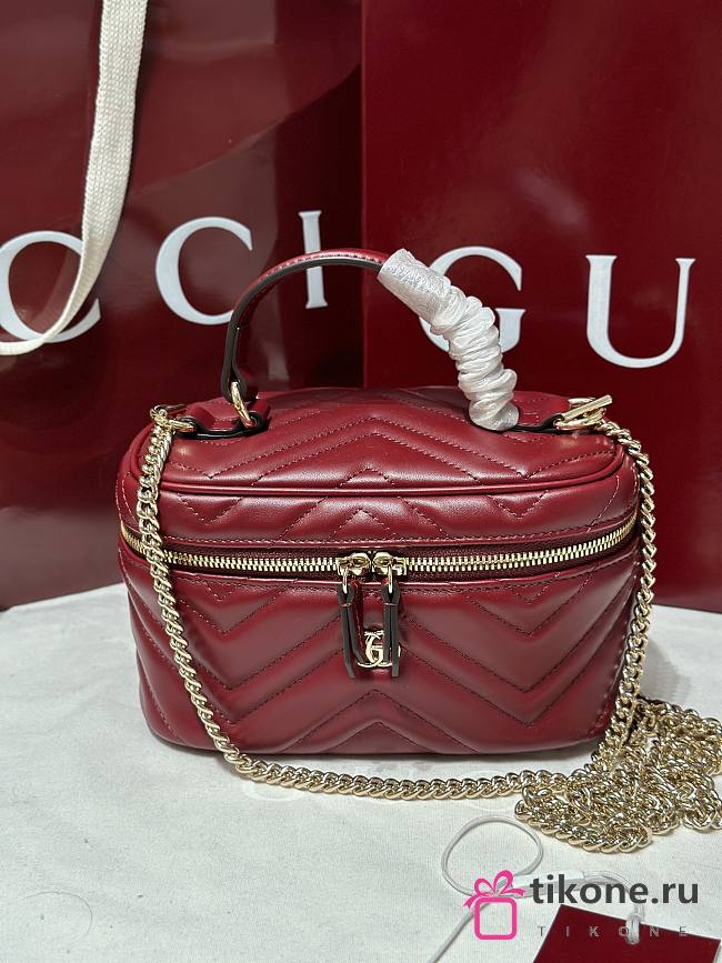 Gucci GG Marmont Mini Vanity Bag In Red Leather - 19×11.5x9cm - 1