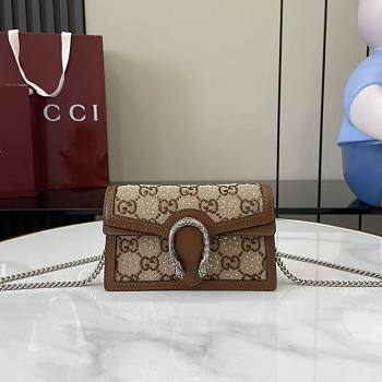 Gucci Dionysus Super Mini Bag with Crystal Embellished GG - 16.5x10x4cm