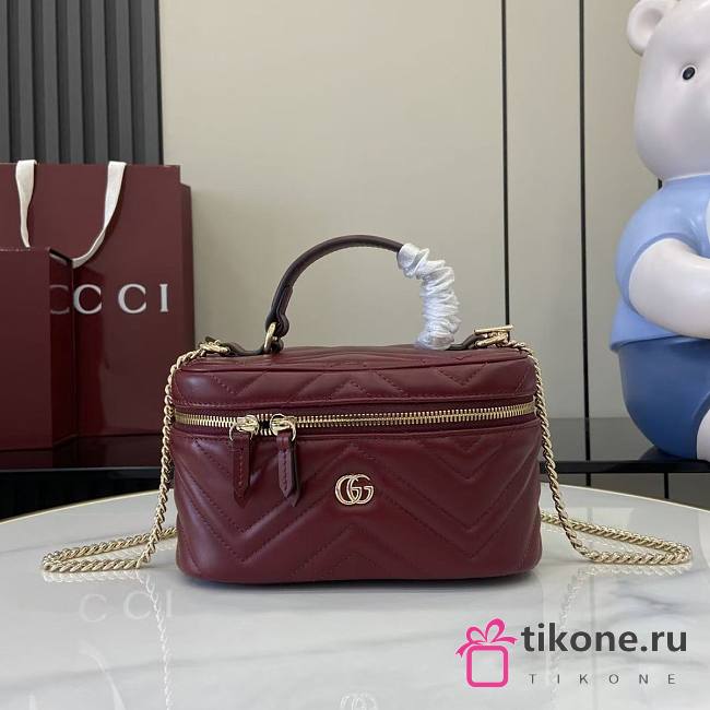 Gucci GG Marmont Mini Vanity Bag In Rosso Ancora Red Leather - 19×11.5x9cm - 1