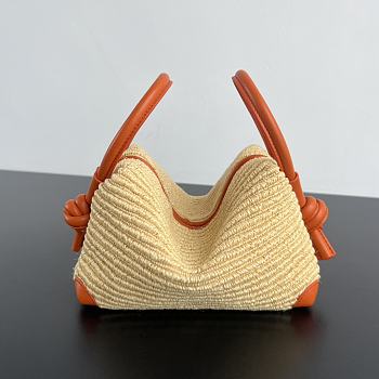 Bottega Veneta Loop Top Handle in Natural/ Burned Orange - 21x13x12cm