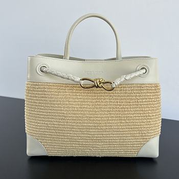 Bottega Veneta Meidum Andiamo Raffia SeaSalt/Natural - 32x25x11cm