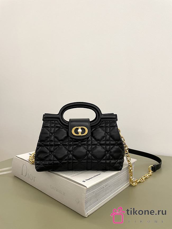 Dior Jolie Top Handle Mini Bag Black Cannage Lambskin - 18.5x8.5x13cm - 1