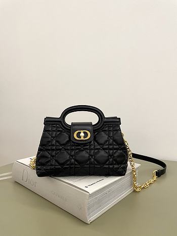 Dior Jolie Top Handle Mini Bag Black Cannage Lambskin - 18.5x8.5x13cm