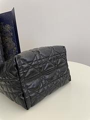 Medium Dior Toujours Vertical Tote Bag Black Silver Macrocannage Crinkled Calfskin - 23x24x16cm - 4