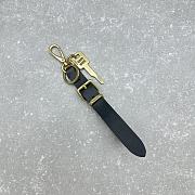 Miumiu Logo Engraved Leather Keyring Black - 6