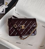 Chanel Mini Flap Bag Patent Lambskin & Gold Tone Metal Burgundy - 12x19.5x5cm - 3