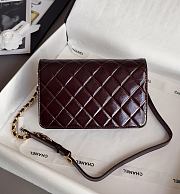 Chanel Mini Flap Bag Patent Lambskin & Gold Tone Metal Burgundy - 12x19.5x5cm - 4