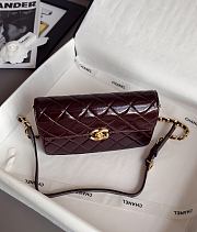 Chanel Mini Flap Bag Patent Lambskin & Gold Tone Metal Burgundy - 12x19.5x5cm - 2