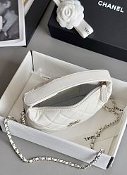 Chanel Mini Hobo Shiny Grained Calfskin Strass & Silver Tone Metal White - 21.5x19x6cm - 4