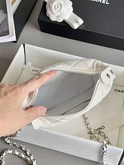 Chanel Mini Hobo Shiny Grained Calfskin Strass & Silver Tone Metal White - 21.5x19x6cm - 3