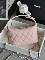 Chanel Mini Hobo Shiny Grained Calfskin Strass & Silver Tone Metal Pink - 21.5x19x6cm - 6