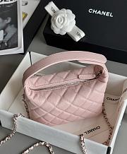 Chanel Mini Hobo Shiny Grained Calfskin Strass & Silver Tone Metal Pink - 21.5x19x6cm - 5