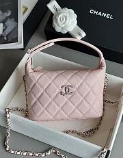 Chanel Mini Hobo Shiny Grained Calfskin Strass & Silver Tone Metal Pink - 21.5x19x6cm - 3