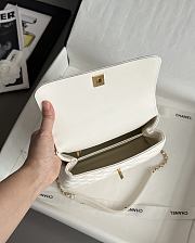 Chanel Coco Handle Lamskin Quilted Gold Hardware White - 14x24x10cm - 6