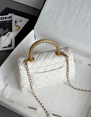 Chanel Coco Handle Lamskin Quilted Gold Hardware White - 14x24x10cm - 5
