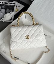Chanel Coco Handle Lamskin Quilted Gold Hardware White - 14x24x10cm - 4