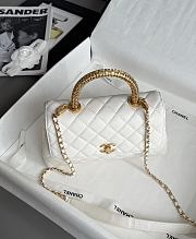 Chanel Coco Handle Lamskin Quilted Gold Hardware White - 14x24x10cm - 2