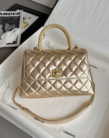 Chanel Coco Handle Lamskin Quilted Gold Hardware Gold - 14x24x10cm