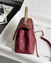 Chanel Coco Handle Lamskin Quilted Gold Hardware Red - 14x24x10cm - 3