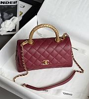 Chanel Coco Handle Lamskin Quilted Gold Hardware Red - 14x24x10cm - 5