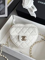 Chanel Mini Heart Bag Lambskin & Gold Tone Metal White - 12x13x5.5cm - 2