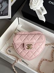 Chanel Mini Heart Bag Lambskin & Gold Tone Metal Light Pink - 12x13x5.5cm - 1