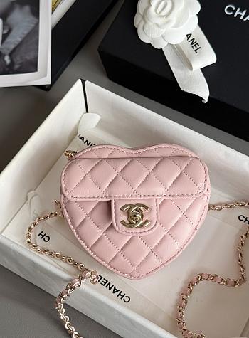 Chanel Mini Heart Bag Lambskin & Gold Tone Metal Light Pink - 12x13x5.5cm