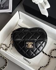 Chanel Mini Heart Bag Lambskin & Gold Tone Metal Black - 12x13x5.5cm - 3