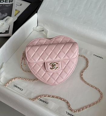 Chanel Heart Bag Lambskin & Gold Tone Metal Light Pink - 18x19x5cm