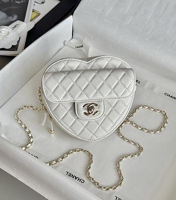 Chanel Heart Bag Lambskin & Gold Tone Metal White - 18x19x5cm