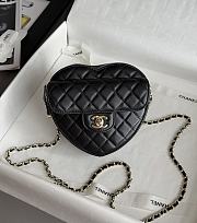 Chanel Heart Bag Lambskin & Gold Tone Metal Black - 18x19x5cm - 1