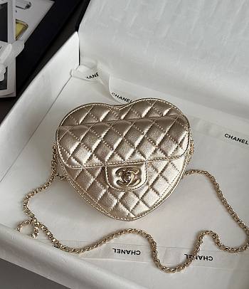 Chanel Heart Bag Lambskin & Gold Tone Metal Gold - 18x19x5cm
