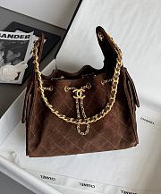 Chanel 25 Handbag Small Suede Gold Tone Metal Brown - 30x26x14cm - 1