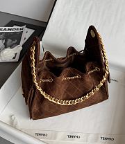 Chanel 25 Handbag Small Suede Gold Tone Metal Brown - 30x26x14cm - 5