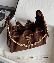 Chanel 25 Handbag Small Suede Gold Tone Metal Brown - 30x26x14cm - 2