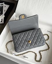 Chanel Small Flap Bag with Top Handle Grained Shiny Calfskin & Gold Tone Metal Gray - 22.5x13.5x6cm - 2