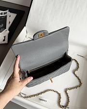 Chanel Small Flap Bag with Top Handle Grained Shiny Calfskin & Gold Tone Metal Gray - 22.5x13.5x6cm - 6